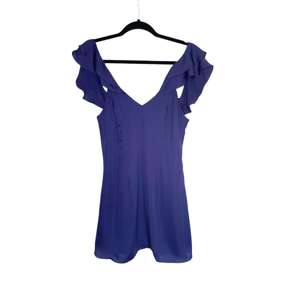 NWT Revolve Ruffle Sleeve Mini Dress Size M - Navy/Plum - Picture 2 of 9